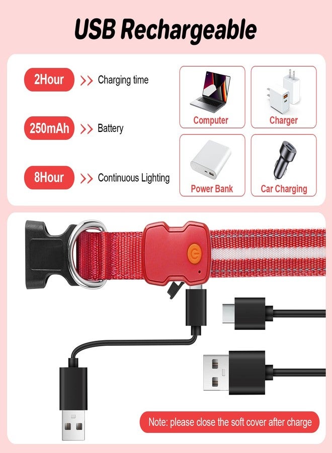PcEoTllar Light Up Dog Collars, Led Dog Collar, Rechargeable, Night Walking, Waterproof, Glow in The Dark Dog Collars Light for Large Small Medium Dogs, Red l - Image 4